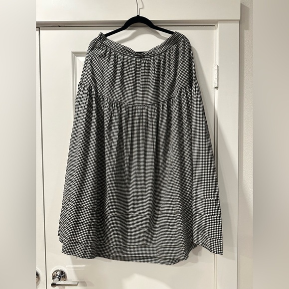 DOEN Sebastiane Skirt La Maddalena Gingham Black White Organic Cotton Sz XL - Picture 6 of 7
